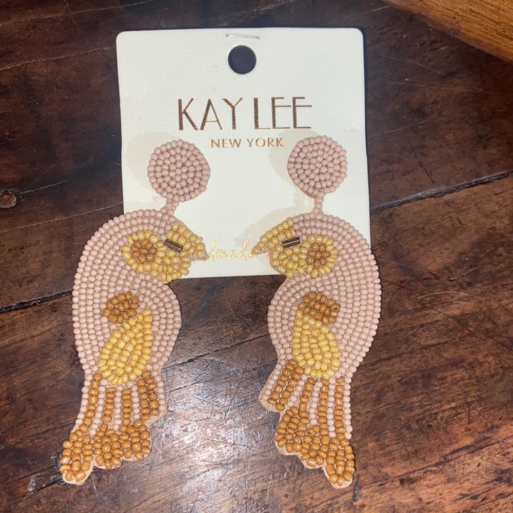 Kaylee Tan Bird Parrot Earrings NEW TAGS